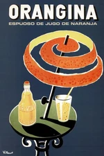 Laminated Bernard Villemot Orangina Vintage Orange Drink Advertising Ad Orange P