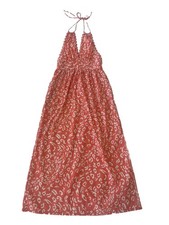 Vintage 70s Bill Tice Sz 4 Peach  White Sundress Halter Side Slit with Pockets