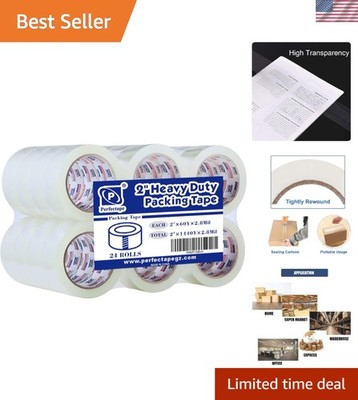 24 Roll Heavy Duty Packing Tape - Ultra Strong Clear Shipping Tape, 1.88  Width