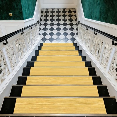 Wood Grain Patterned Stair Mat, Soft And Durable, Machine Washable And Easy to