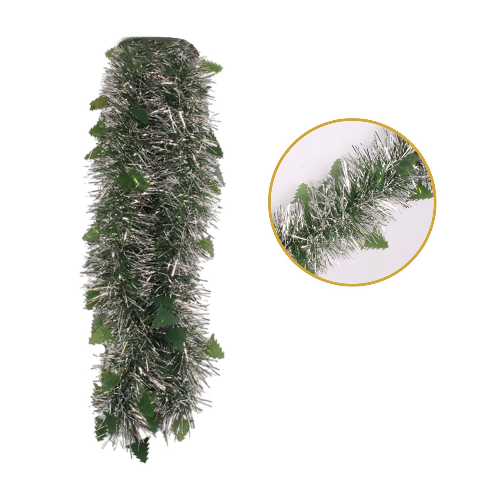 Christmas Die Cut Xmas Tree Silver Tinsel 2m - Tinsel Garland Decoration Party