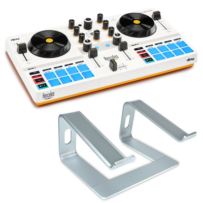 Hercules DJControl Mix Ultra mobiler DJ-Controller mit keepdrum Laptopständer