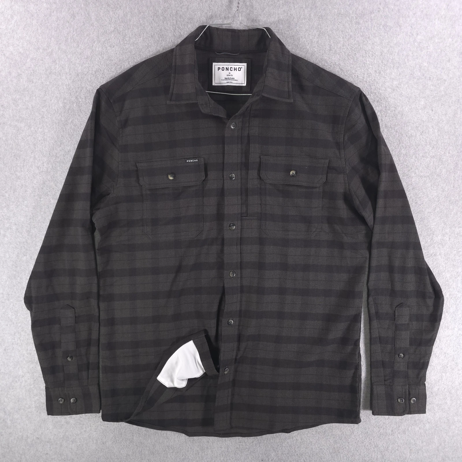 Poncho Flannel Gray Plaid Slim Fit Magnetic Pockets Gorpcore Shirt Mens Medium
Opens in a new window