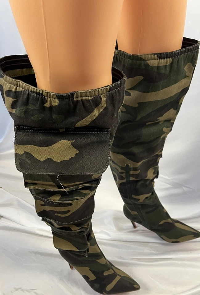 Botas de camuflaje con fondo rojo por encima de la rodilla nuevas sin caja talla 7 NO CHRISTIAN LOUBOUTIN Foto 3 de 4