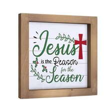 Jesus Is The Reason for The Season Sign, Wooden Christian Christmas Decor, Xm...