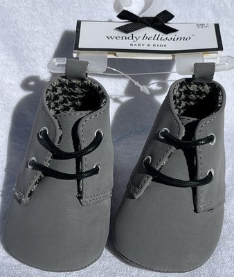 New Wendy Bellissimo Gray Suede cloth Boys Hi Top Boot Baby Size 1