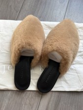 NWOB 425 Jenni Kayne Shearling Slip-On Mule Flats In Natural EURO 35 US Size 5