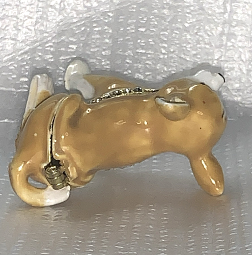 Bejeweled Chihuahua Trinket Jewelry Box Miniature Hinged Crystals Golden Accents - Picture 8 of 12