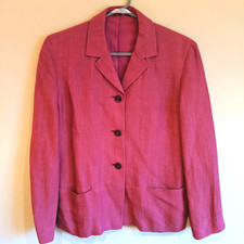 St. Michael Women's Vintage Pink Linen Blazer - Uk 12 Eu 40 - Jacket Coat M&s