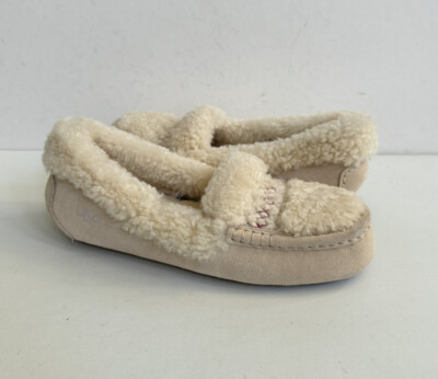 UGG ANSLEY UGG BRAID NATURAL SHEARLING LINED MOCCASIN SHOES US 7 