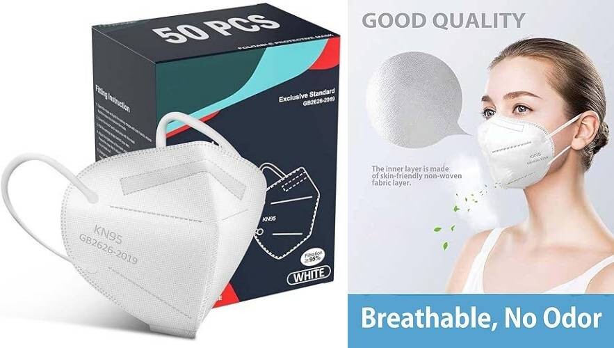 50 paquetes de mascarillas KN95 de seguridad con filtro de 5 capas 50 unidades.