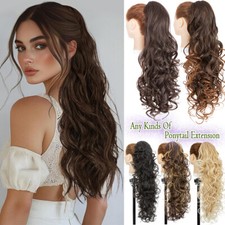 Highlight Jaw Claw Clip In Ponytail Extension As Human Real Thick Wavy Pony Tail