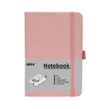 A6 Small Journal Notebook Lined Pocket with Pen Holder  for Women and Man