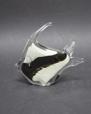 Glasfisch schwarz-weiß Glasfigur Deko 70er handgemacht