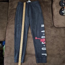 NIKE AIR JORDAN FLEECE JOGGING PANTS DRAWSTRING CHARCOAL GRAY BOYS LARGE 12-13YR