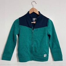 Oshkosh Boys Fleece Jacket Jumper Size 10 Two Tone Green Full Zip Windbreaker