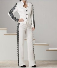 Women's Wedding party evening Business Lace Trim 3PC Wardrobe suit plus 1X 2X US