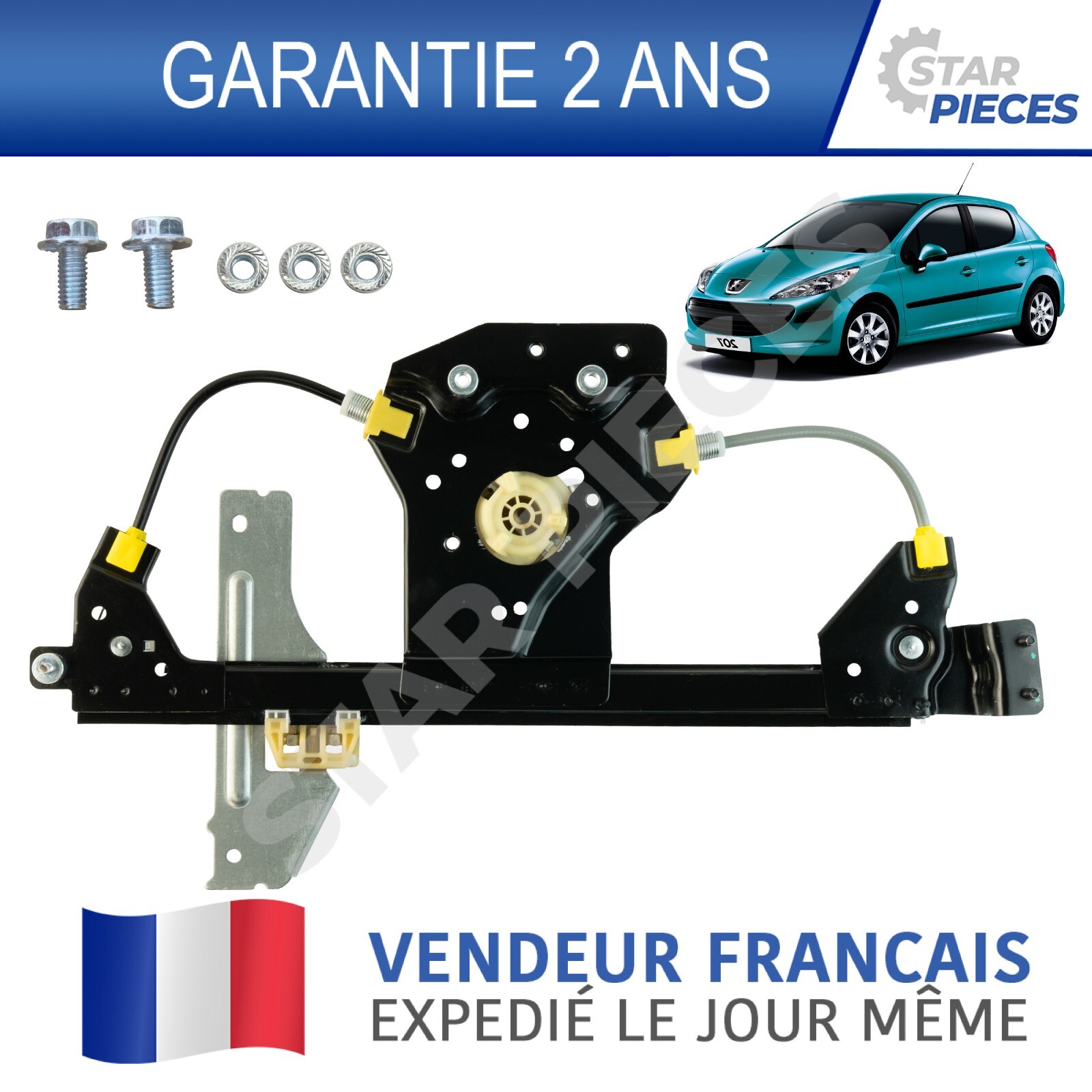 Lève-vitre arrière gauche pour Peugeot 207 5 portes modèle 2006 à 2014