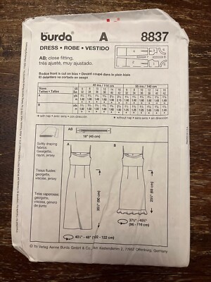 Burda 8837 UNCUT Sewing Pattern, Misses' Dress, Size 6-18 | eBay