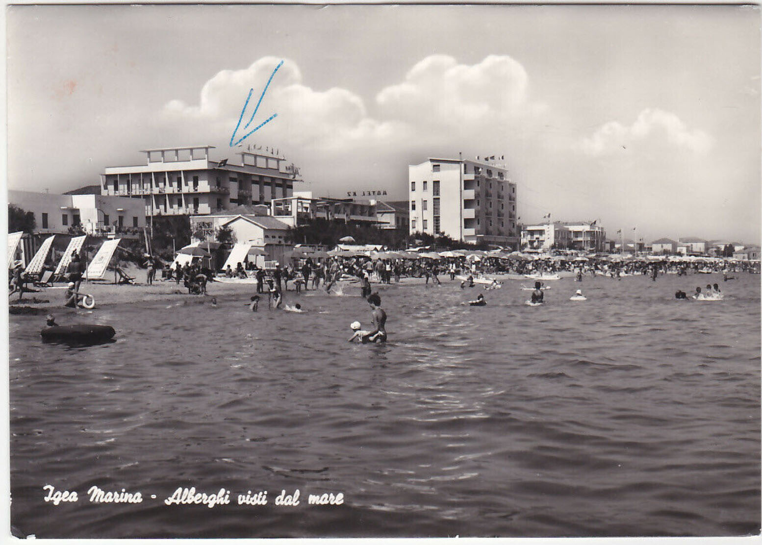 IGEA MARINA - RIMINI - ALBERGHI VISTI DAL MARE - VIAGG. 1963 -35660-