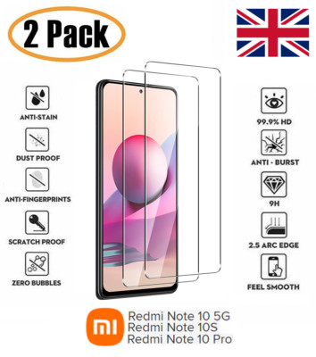 Für Xiaomi Redmi Note 10 5G 10S 10 Pro Hartglas Displayschutzfolie 2 Packung
