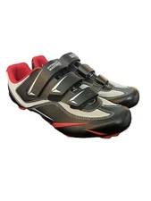 Outdoor Master Womens Size US 9 Mens 7.5 Bike Shoes 3 Bolt Cleat Red Black