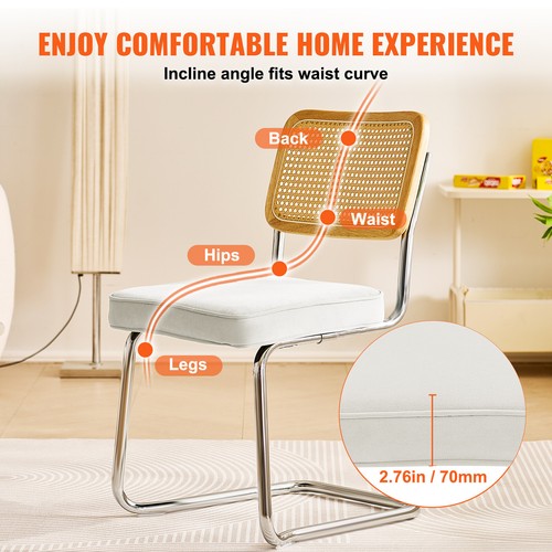 VEVOR Chaises en rotin extérieur chaises de salle à manger 4 PCS coussin blanc - Imagen 6 de 12