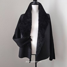 Chelsea & Theodore Faux Suede & Fur Jacket Cardigan Boho Women Sz Large Nwt