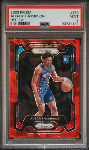 2023-24 Prizm Ausar Thompson RED ICE PSA 9 ROOKIE SP #178 Panini Pistons RC