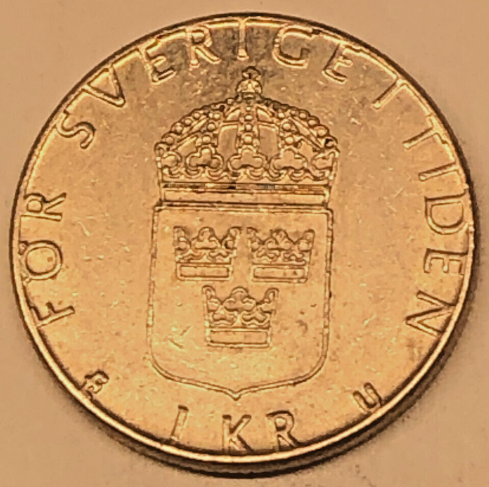 1 One Krona 1979 Sweden Coin Carl XVI Gustaf Krone För Sverige I