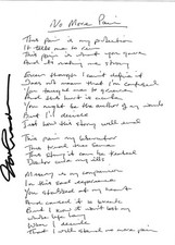 Joan Armatrading-Signed Lyrics to "No More Pain"