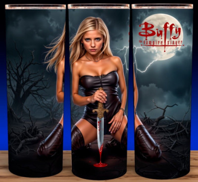Buffy The Vampire Slayer Kneeling with Knife Cup Mug Tumbler 20oz