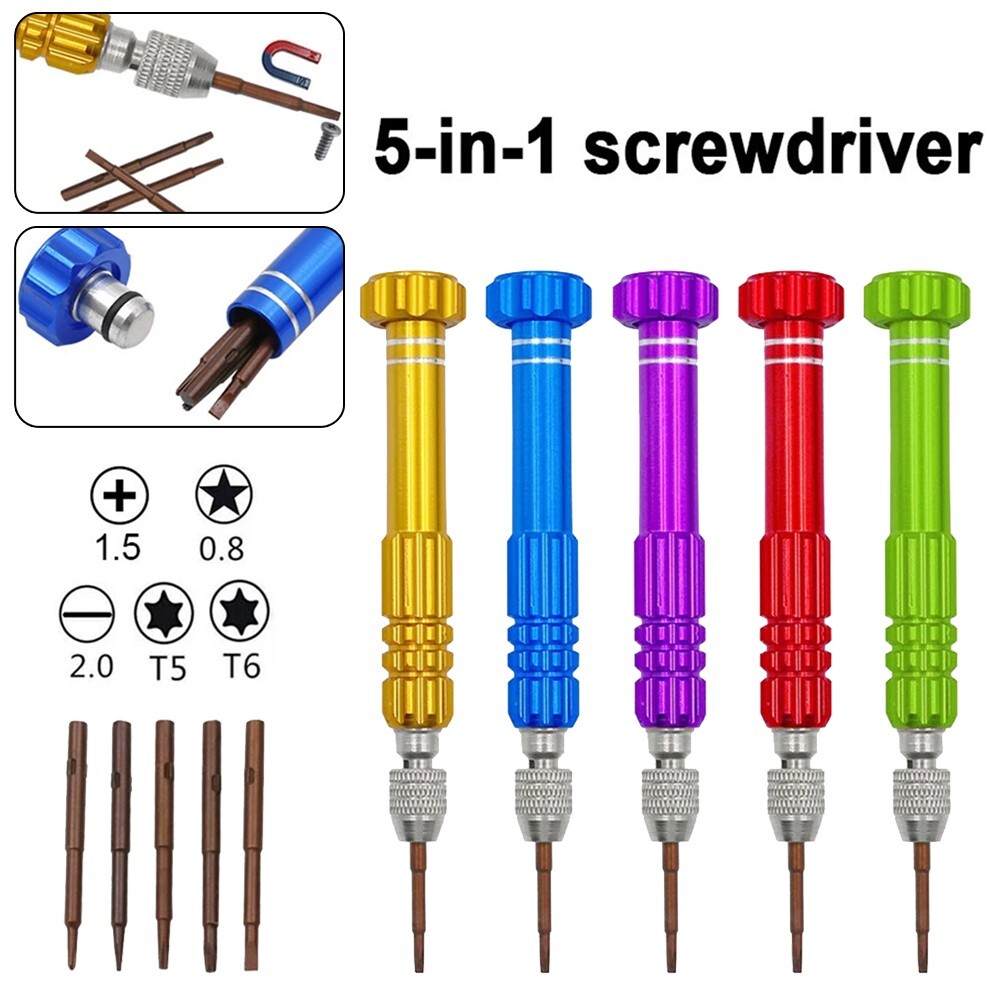 1 Set 5In1 Aluminum Alloy Screwdriver Repair Open Tools Kit For
