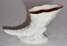 Lenox "Cornucopia" Horn Salt, Sauce, Bud Vase Ivory 24kt Gold Trim USA Made