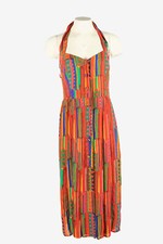 Vintage Colorfull Fit&Flare Dress Sleeveless Halter Strap  Multi Size L - DR146