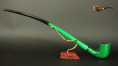 WOODEN TOBACCO SMOKING PIPE Lotr Gandalf 81 Hobbit  CHURCHWARDEN LONG 14''  Green