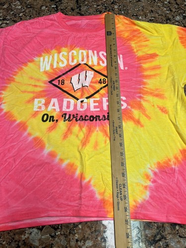 On Wisconsin Badgers 1848 Shirt Adult XL Multi Color Tie Dye Grateful Red UW - Picture 2 of 4