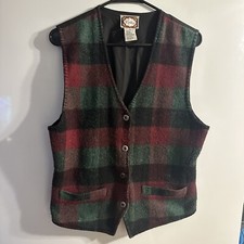 Women’s Vintage Wool Vest Tartan Plaid Vest Size Large Christmas Vest