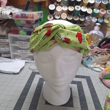 Handmade Bohemian Style Criss Cross Twisted Lime Green Muffin Wide Headband
