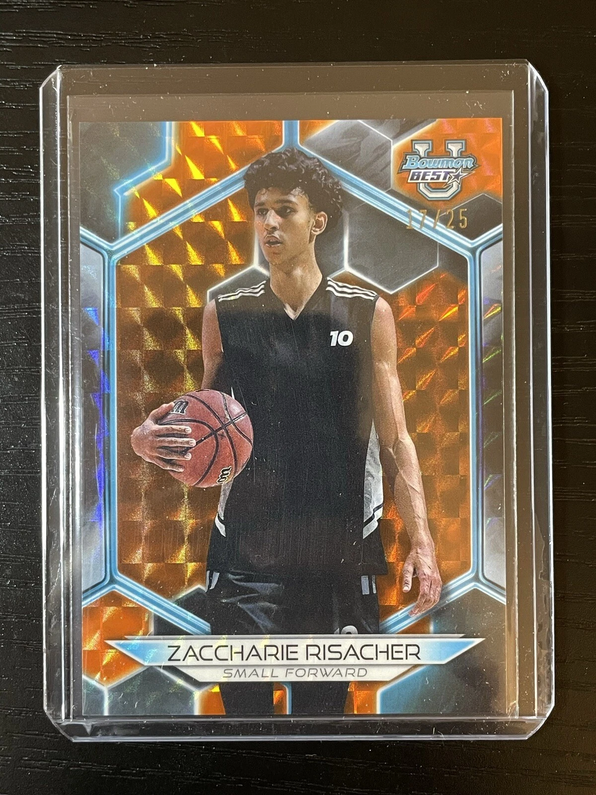 2023-24 Bowman U Best Zaccharie Risacher Orange Geometric Refractor #’d /25 #29