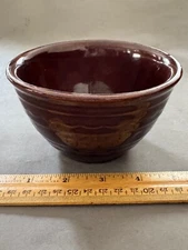 MARCREST BROWN GLAZED SCALLOPED DAISY & DOT STONEWARE 5" MIXING SERVING BOWL VTG