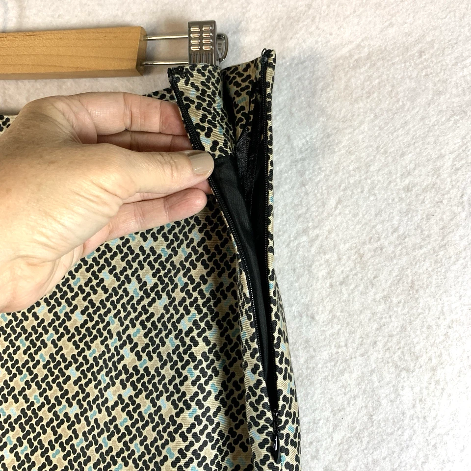 Falda Charter Club para mujer 100 % seda talla 14 abstracta carrera oficina preppy forrada Foto 4 de 4