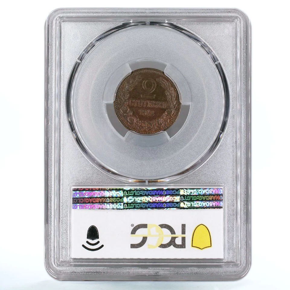 Bulgaria 2 stotinki Ferdinand I Coinage Coat of Arms MS63 PCGS bronze coin 1912 - Image 2 of 2