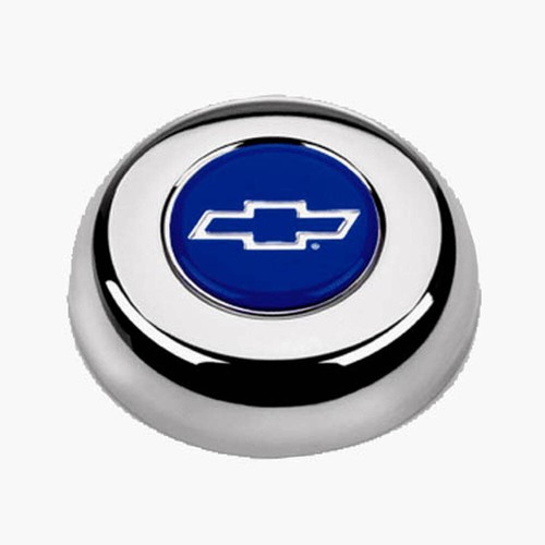 C10 C20 C30 Blazer Grant Black Steering Wheel chrome spoke 13 1/2" blue bowtie - Picture 3 of 6