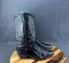 Nocona Mens Cowboy Boots 1104 Black Bullhide Leather Size 10EE Rodeo Made In USA