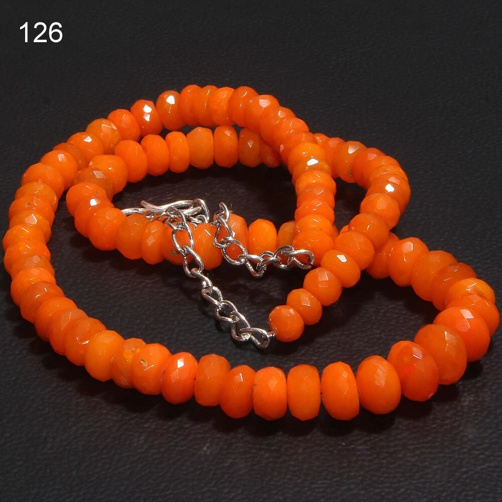 Collier Suprême Orange Ethiopienne Welo Opale de Feu Facettes Pierre Précieuse Opale 6x10MM