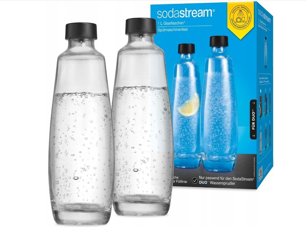 Sodastream 1L Glass Carafe with 2 Reusable Bottles
