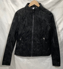 Desigual Life Is Awesome Faux Leather Grey Biker Jacket Size Uk 12