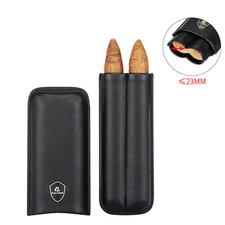 Galiner Travel Portable Cigar Case Humidor Holder 2 Tube Cigar Leather Case Gift