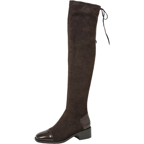 Women Block Heels Stretchy Square Toe Over Knee Thigh High Boots Casual Shoes - Bild 2 von 11